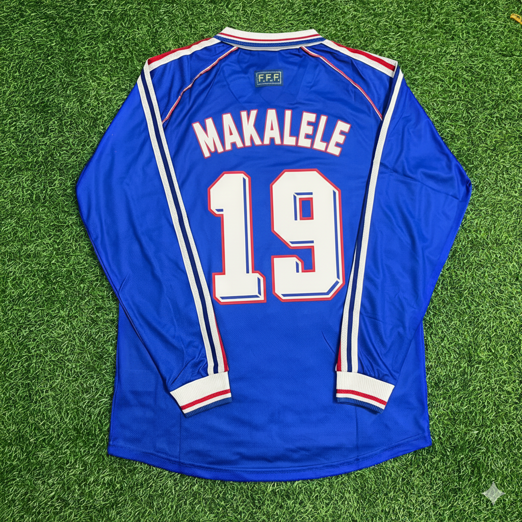 1998 France World Cup Claude Makelele Retro Long Sleeve Football Jersey – Back View
