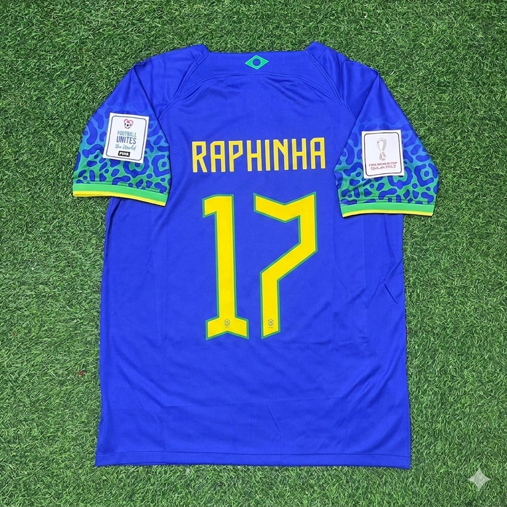2022 Brazil World Cup Retro Football Jersey – Raphinha – Back View