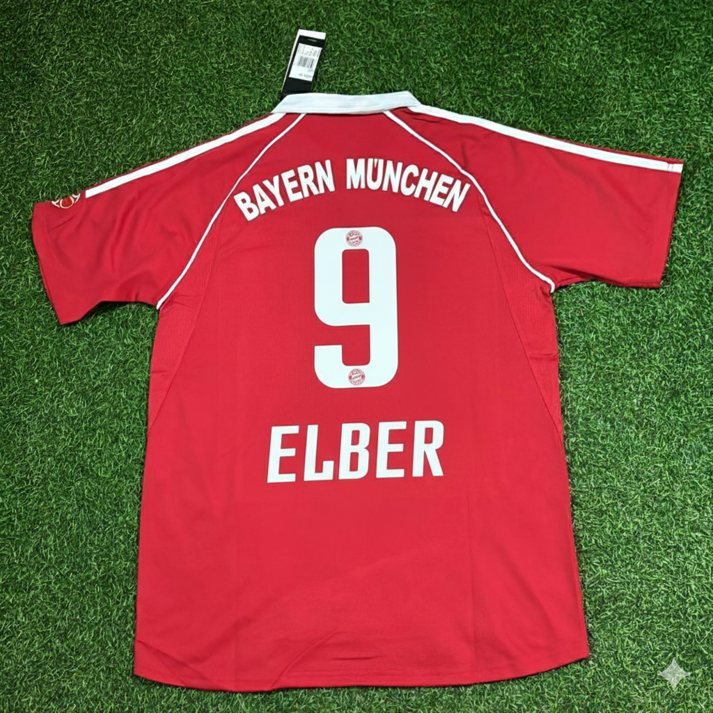 2006/07 Bayern Munich Red Retro Football Jersey – Giovane Elber – Back View