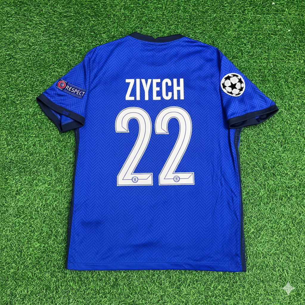2021 Hakim Ziyech Chelsea Champions League Final Porto Blue Retro Football Jersey – Back View