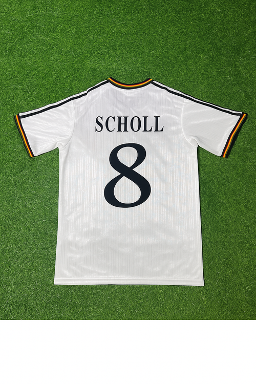 1996 Deutschland EM Finale Home Retro Football Jersey Set – Mehmet Scholl – Back View