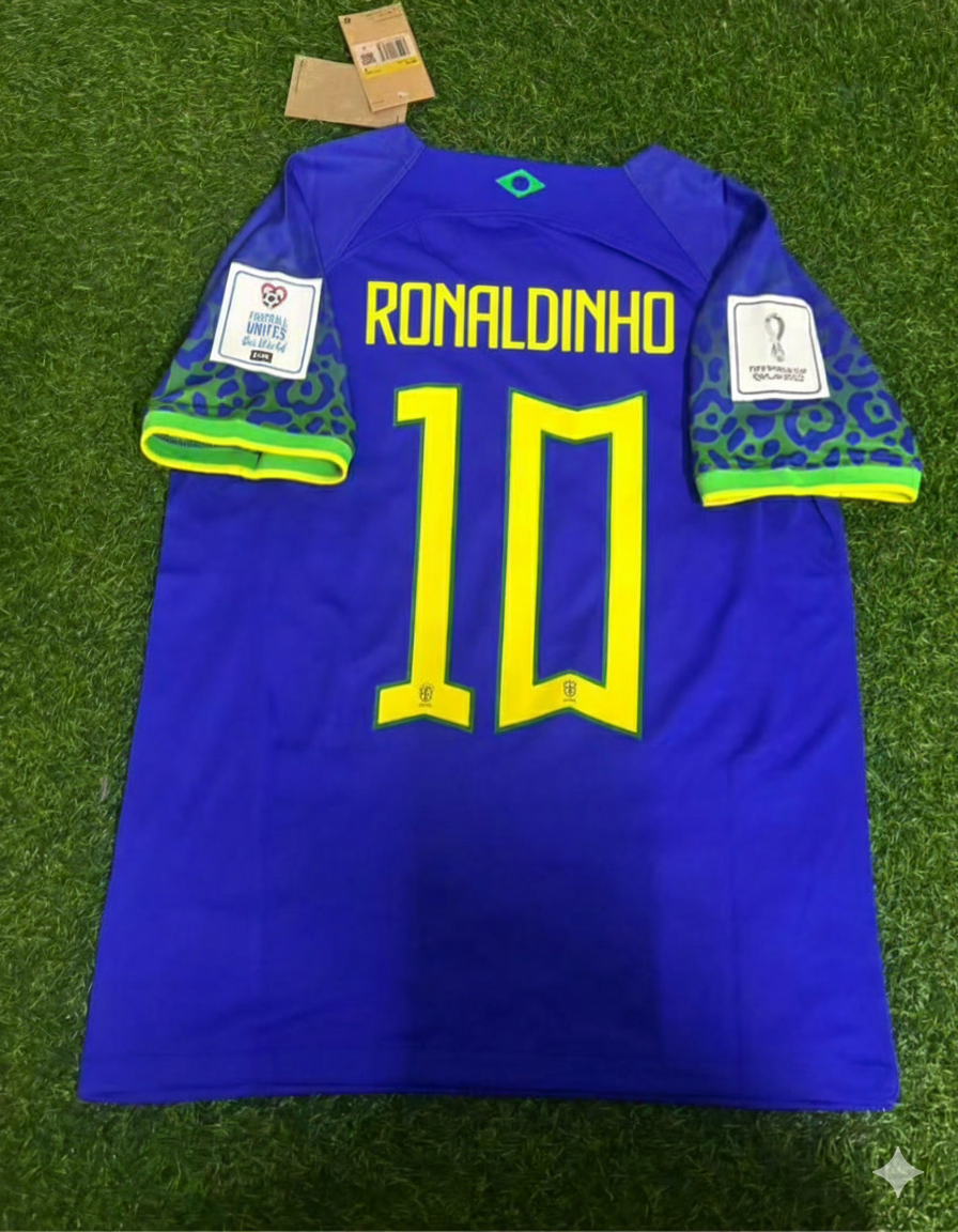 Ronaldinho Gaucho Brazil Retro Football Jersey – Back View