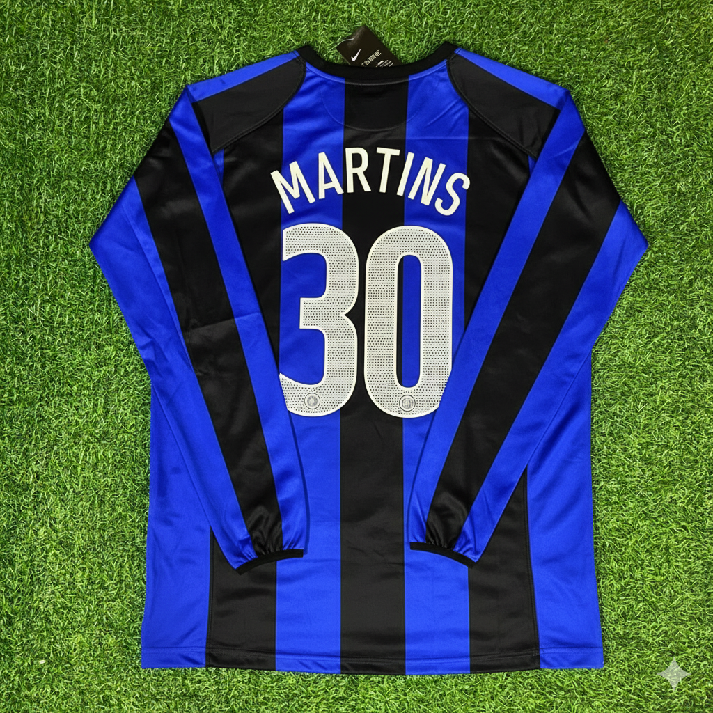 2004/05 Obafemi Martins Inter Milan Retro Long Sleeve Football Jersey – Back View