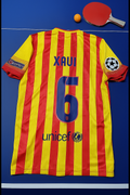 2013/14 Xavi Hernandez 6 - Barcelona Yellow Red Retro Football Jersey – Back View