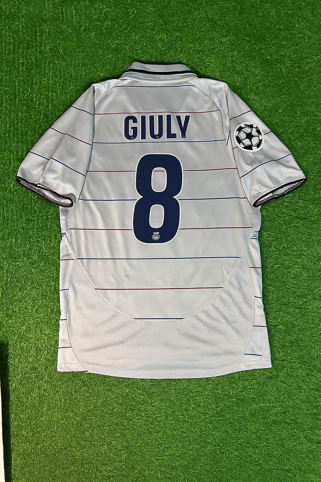 Ludovic Giuly 8 - Barcelona 2004/2005 Blue Garnet Retro Jersey – Back View