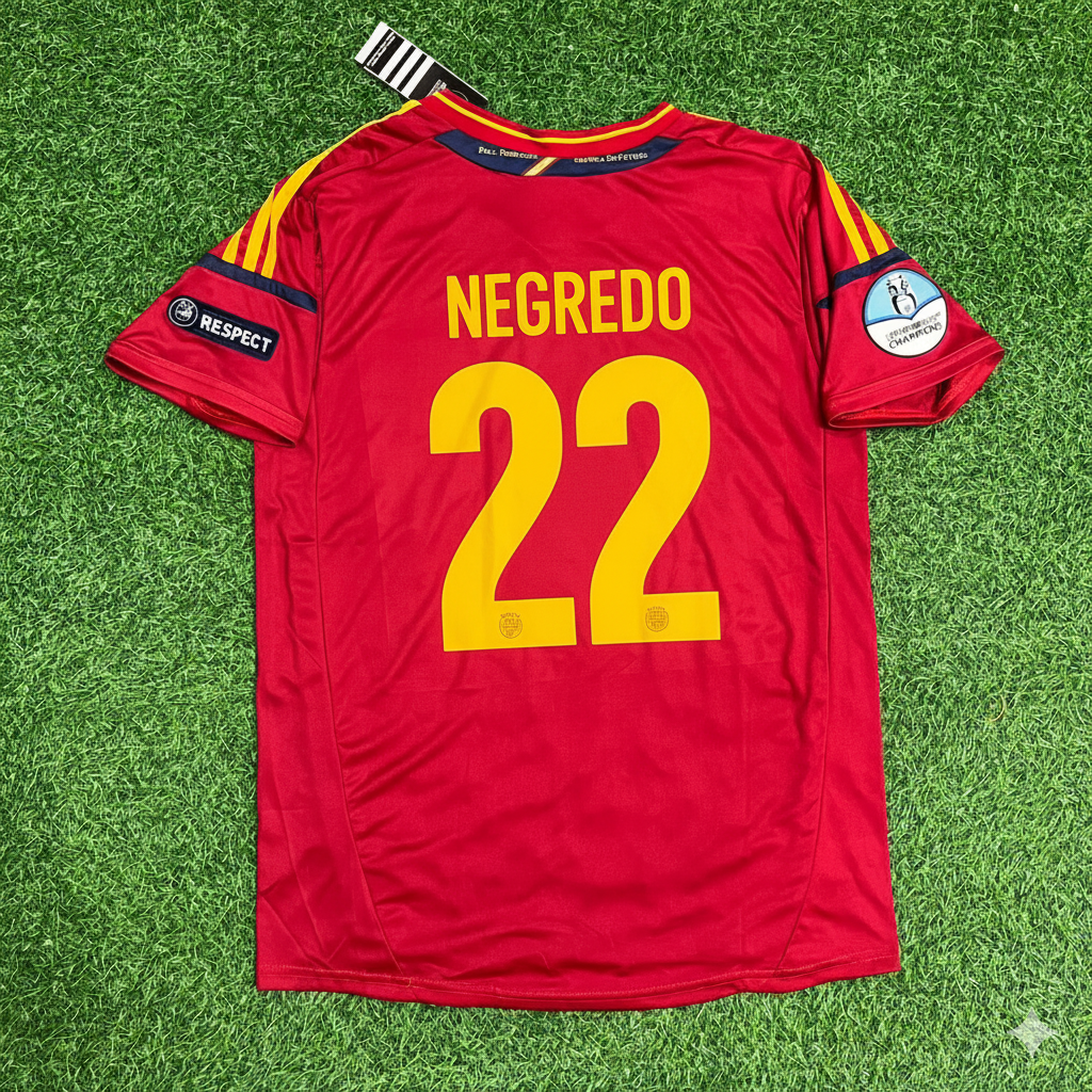 2012 Spain EURO Alvaro Negredo Final Retro Football Jersey – Back View