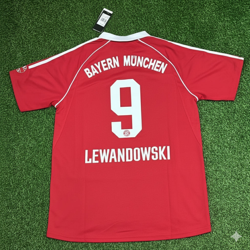 Robert Lewandowski Bayern Munich Red Retro Football Jersey Collection – Back View