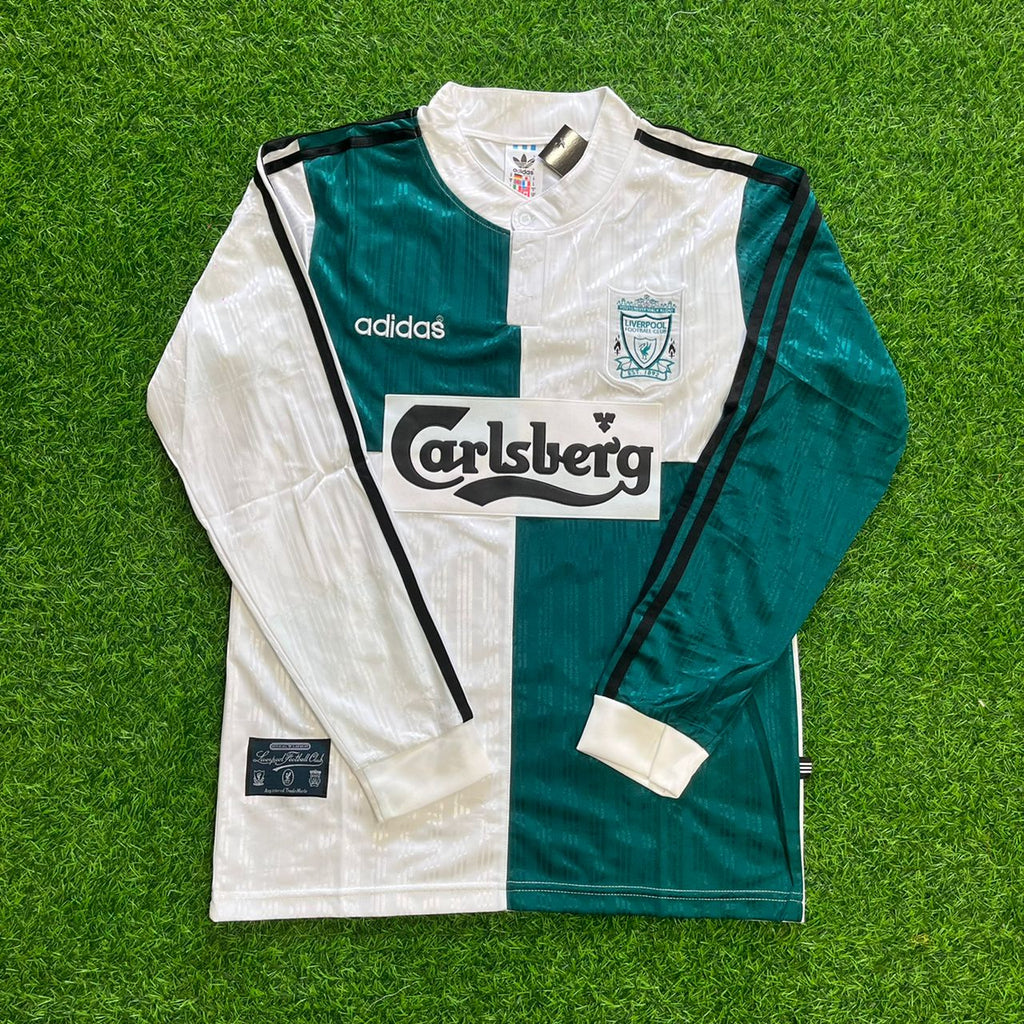 1995 Robbie Fowler Liverpool 1996 Away Retro Football Jersey – Front View