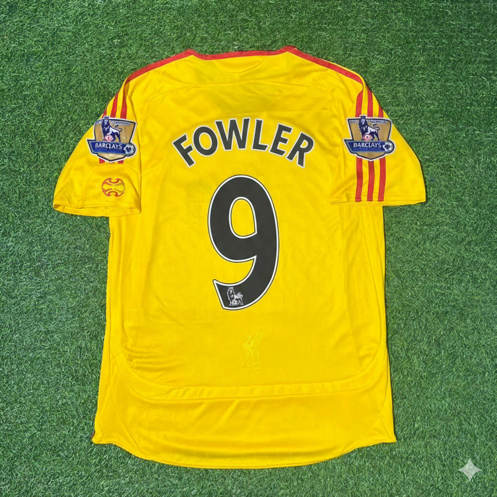 Liverpool 2006/2007 Yellow Retro Football Jersey – Robbie Fowler – Back View