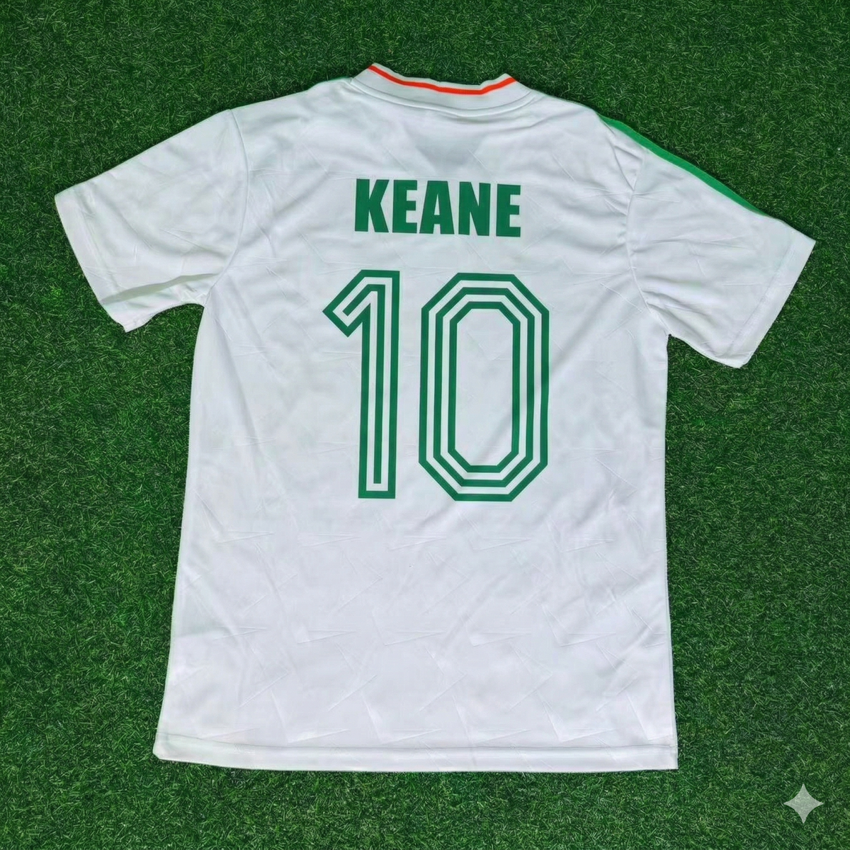 Ireland White Legendary Anniversary Retro Football Jersey – Robbie Keane – Back View