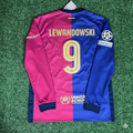 Barcelona 2025 Champions League Long Sleeve Jersey – Robert Lewandowski 9- – Back View