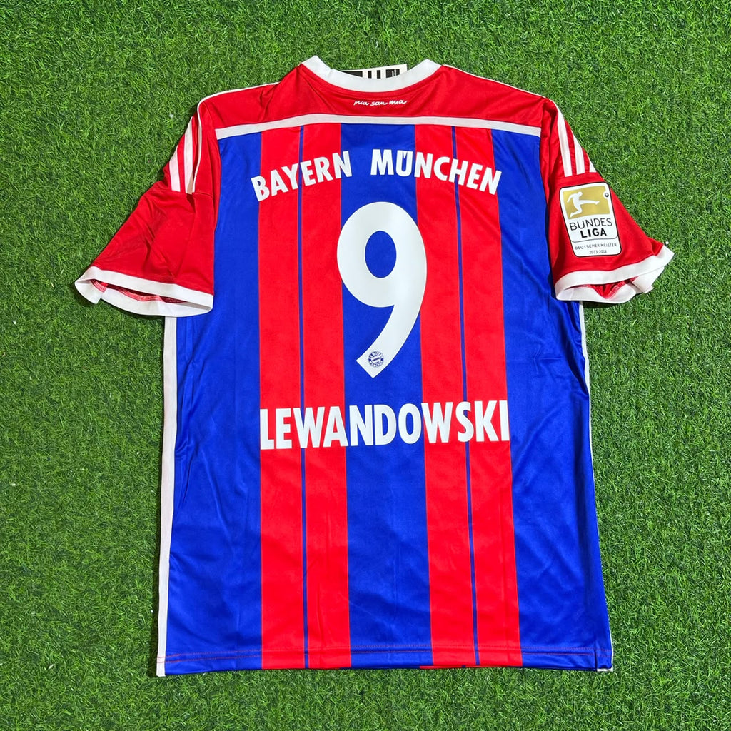 Bayern Munich 2014 2015 Home Retro Patch Jersey – Robert Lewandowski #9 – Back View
