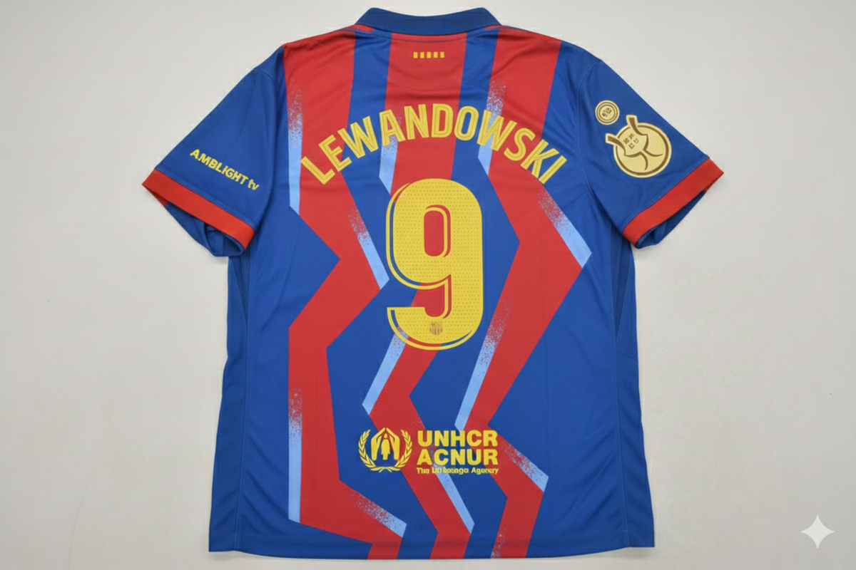 Barcelona Supercopa de España 2026 Jersey – Robert Lewandowski 9- – Back View