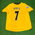 2005/06 Robert Pires 7 - Arsenal Yellow Retro Football Jersey – Back View