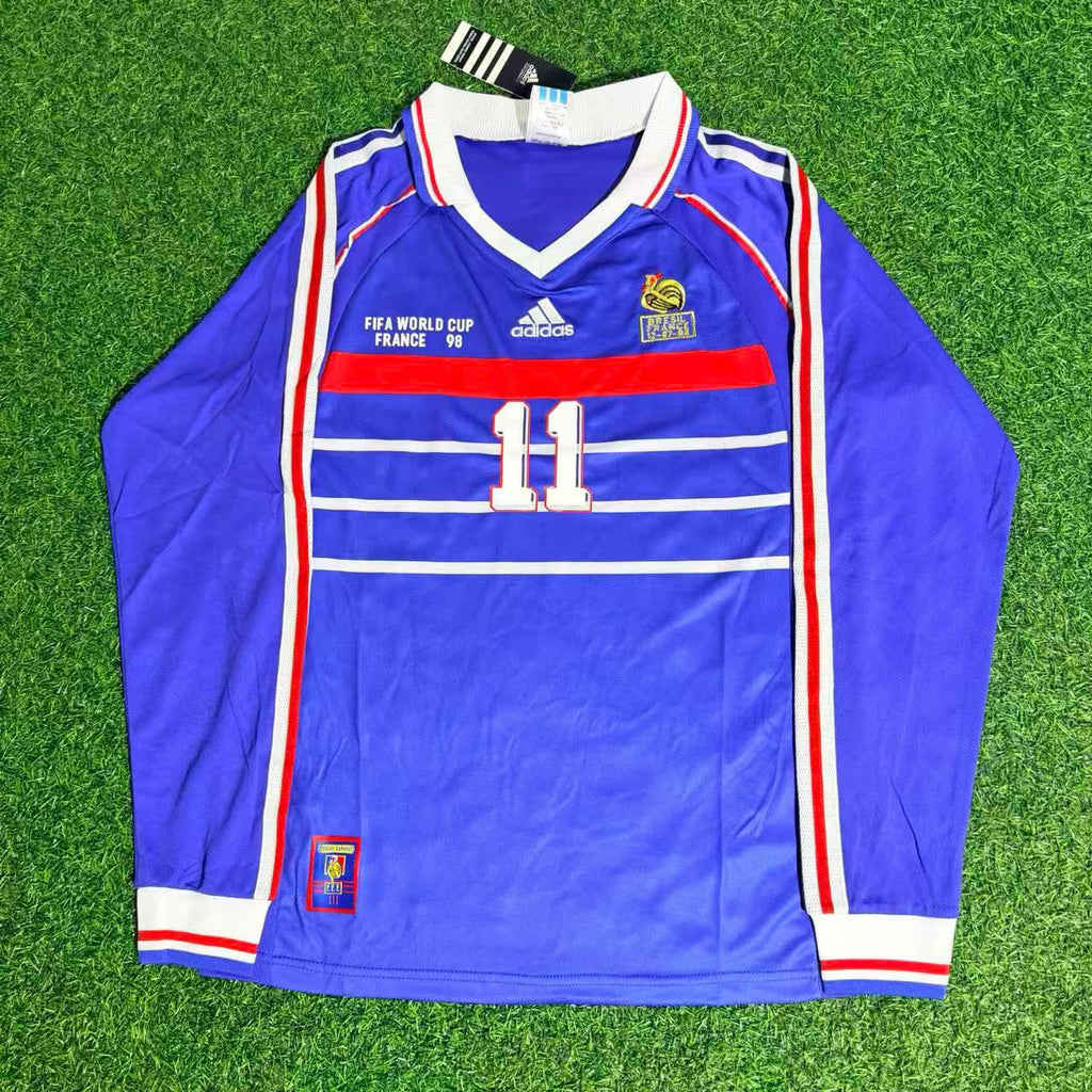 Robert Pires France 1998 World Cup Retro Long Sleeve Football Jersey – Front View