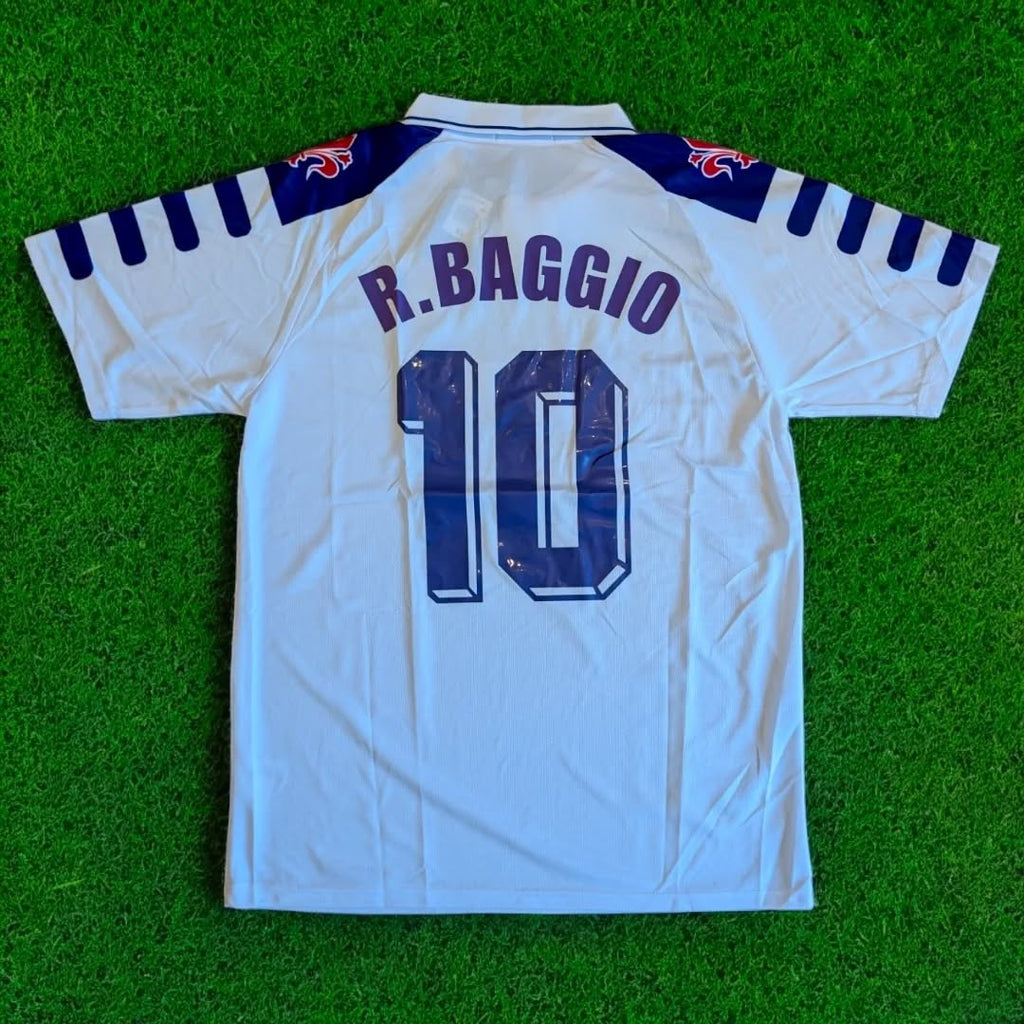 Roberto Baggio Fiorentina Retro White Football Jersey – Back View