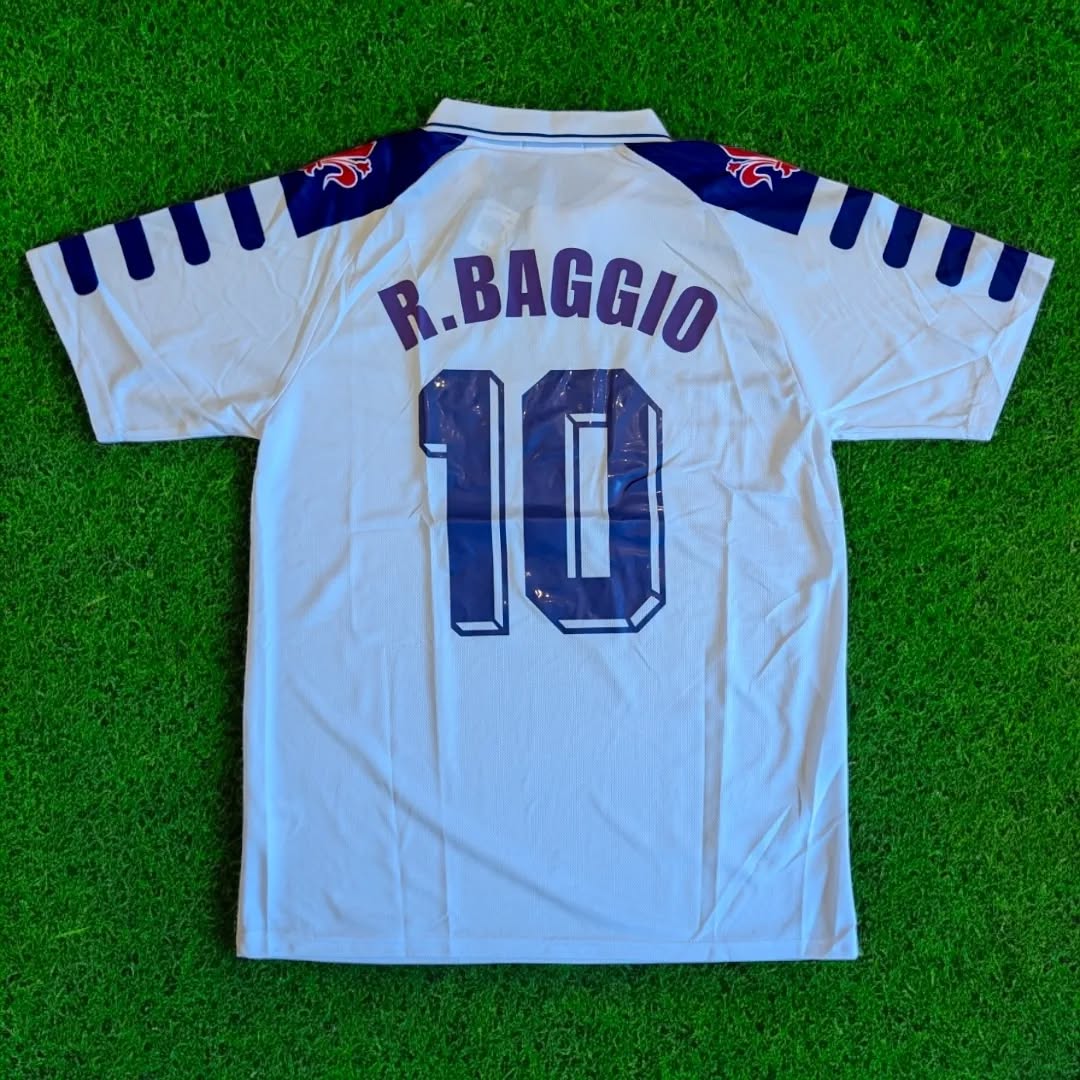 Roberto Baggio Fiorentina Retro White Football Jersey – Back View