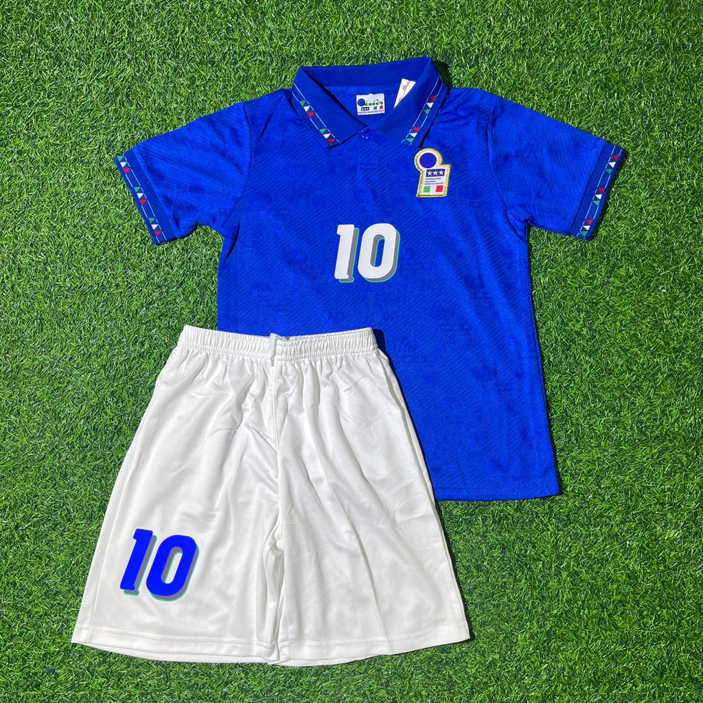 Roberto Baggio Italy 1994 World Cup Retro Kids Football Jersey – Front View