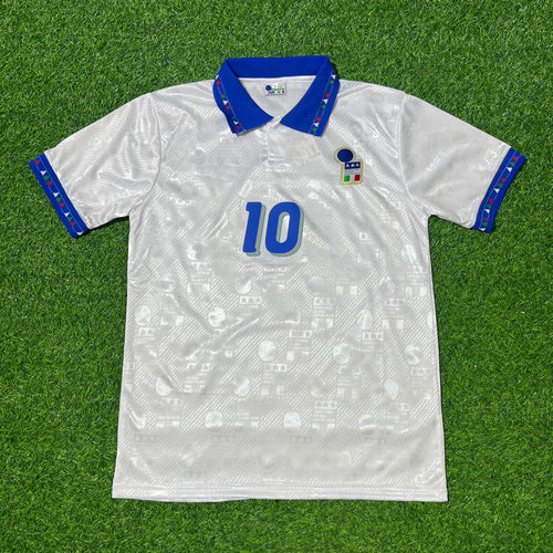 1994 Italy World Cup White Retro Football Jersey – Roberto Baggio – Front View