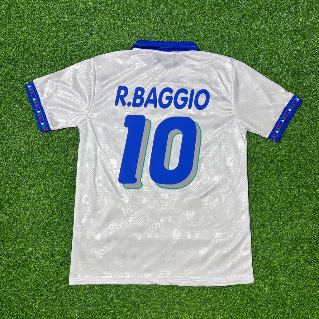 Roberto Baggio Italy 1994 World Cup White Retro Football Jersey – Back View