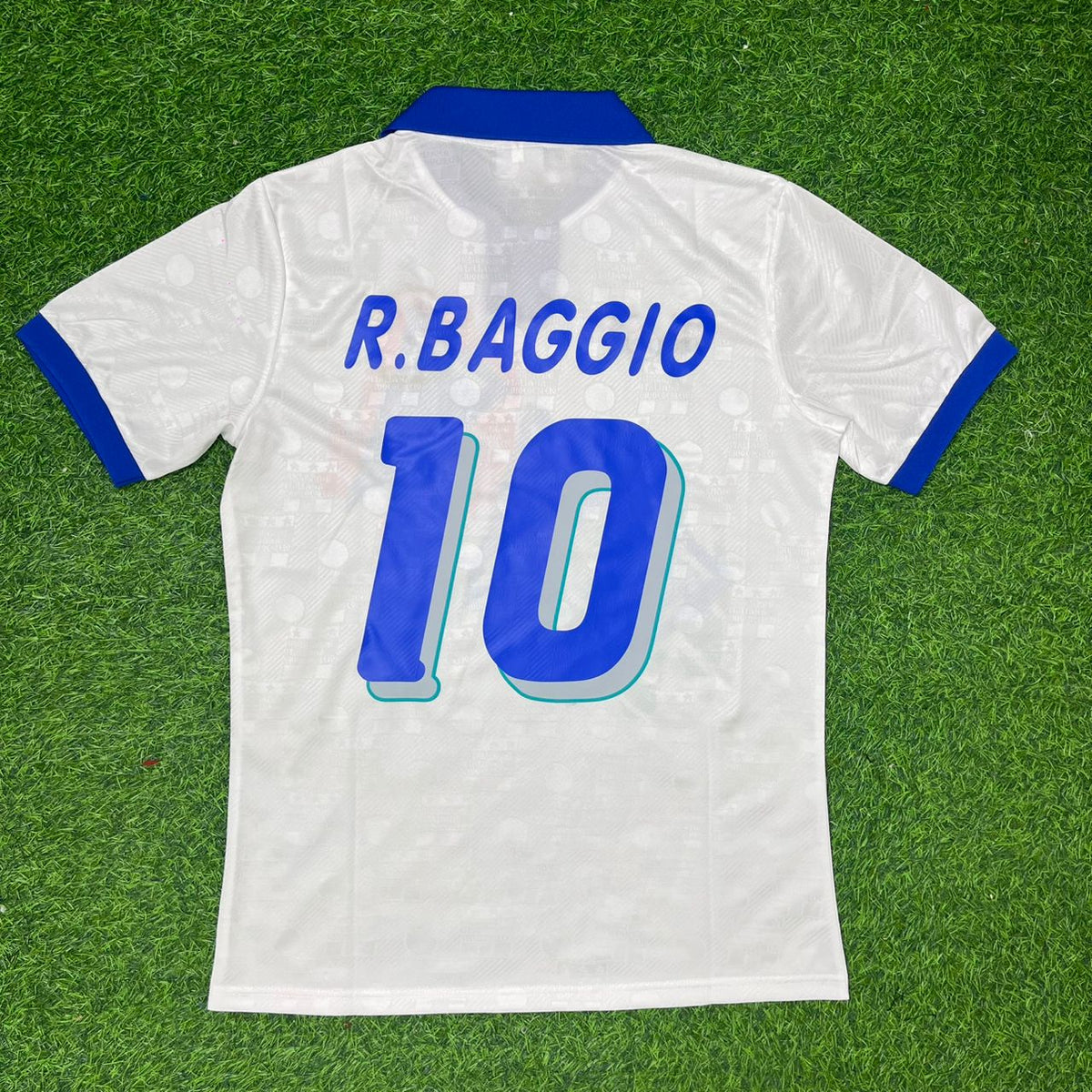 Italy 1994 World Cup White Retro Football Jersey – Roberto Baggio – Back View