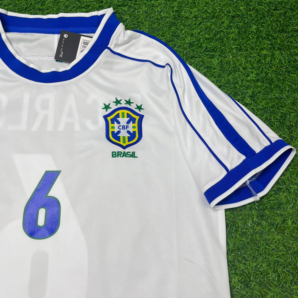 1998 Brazil World Cup Roberto Carlos #6 White Retro Football Jersey – 4
