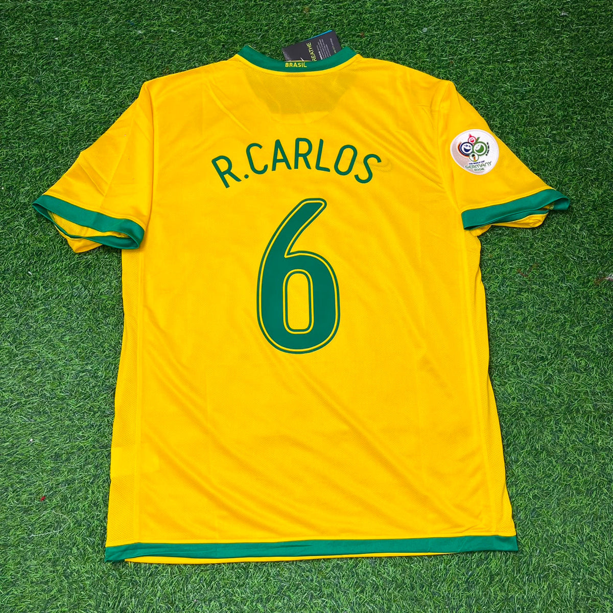 2006 Brazil World Cup Roberto Carlos #6 Football Jersey – Back View