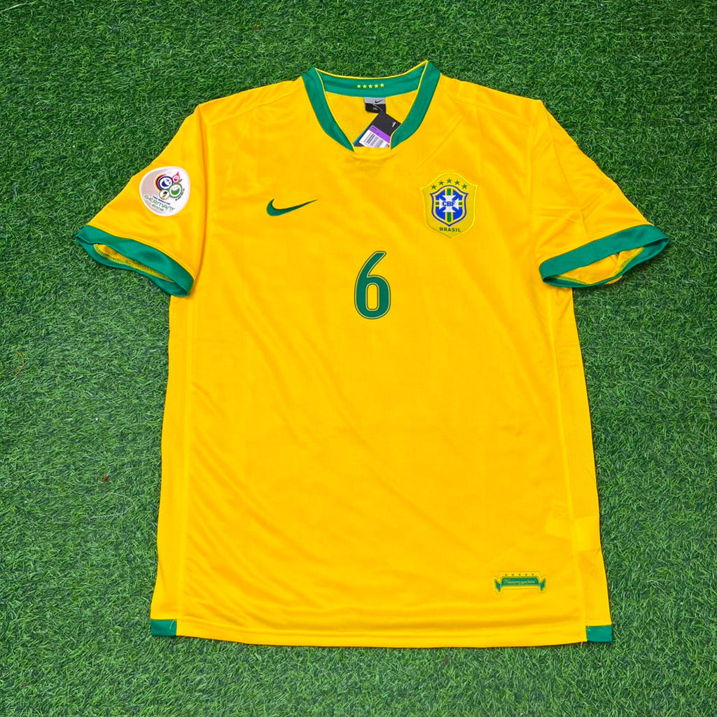 2006 Brazil World Cup Roberto Carlos #6 Football Jersey – Front View