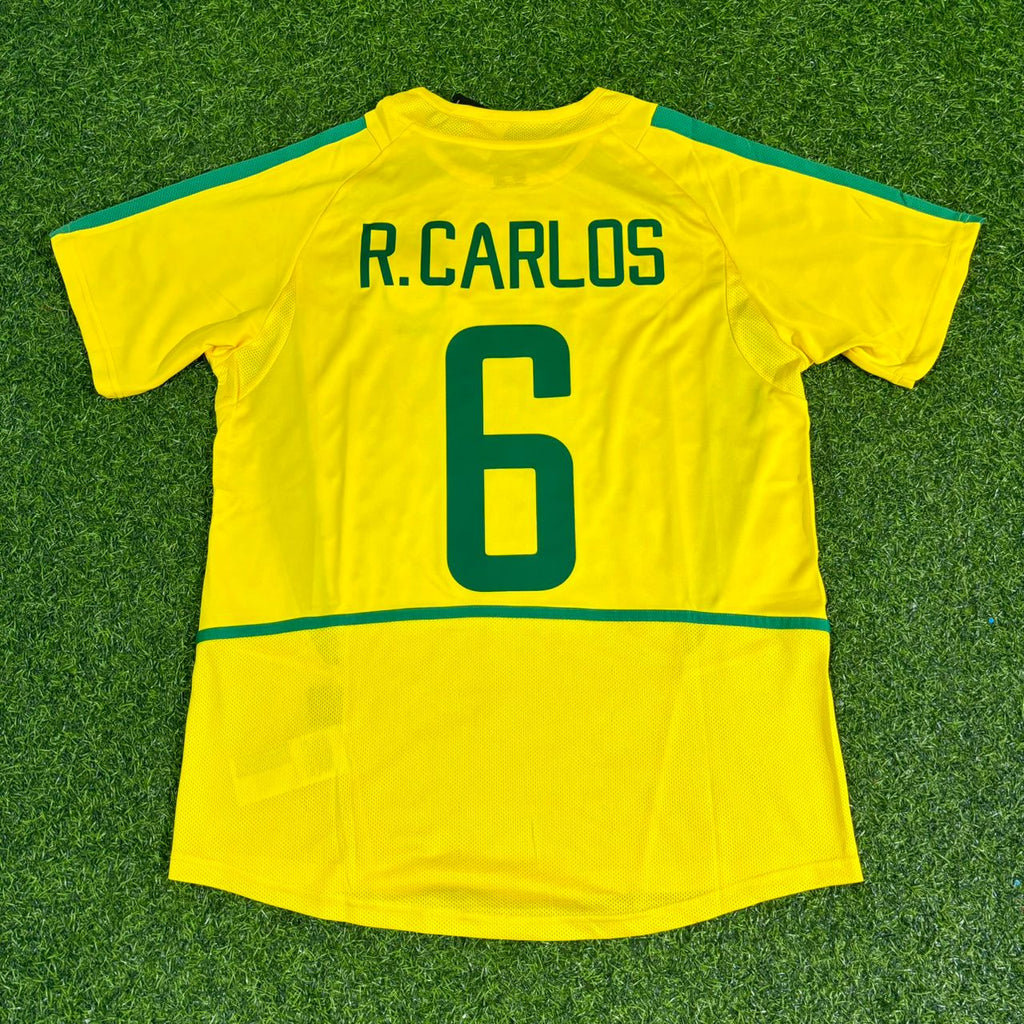 Roberto Carlos Brazil 2002 World Cup Retro Jersey – Back View