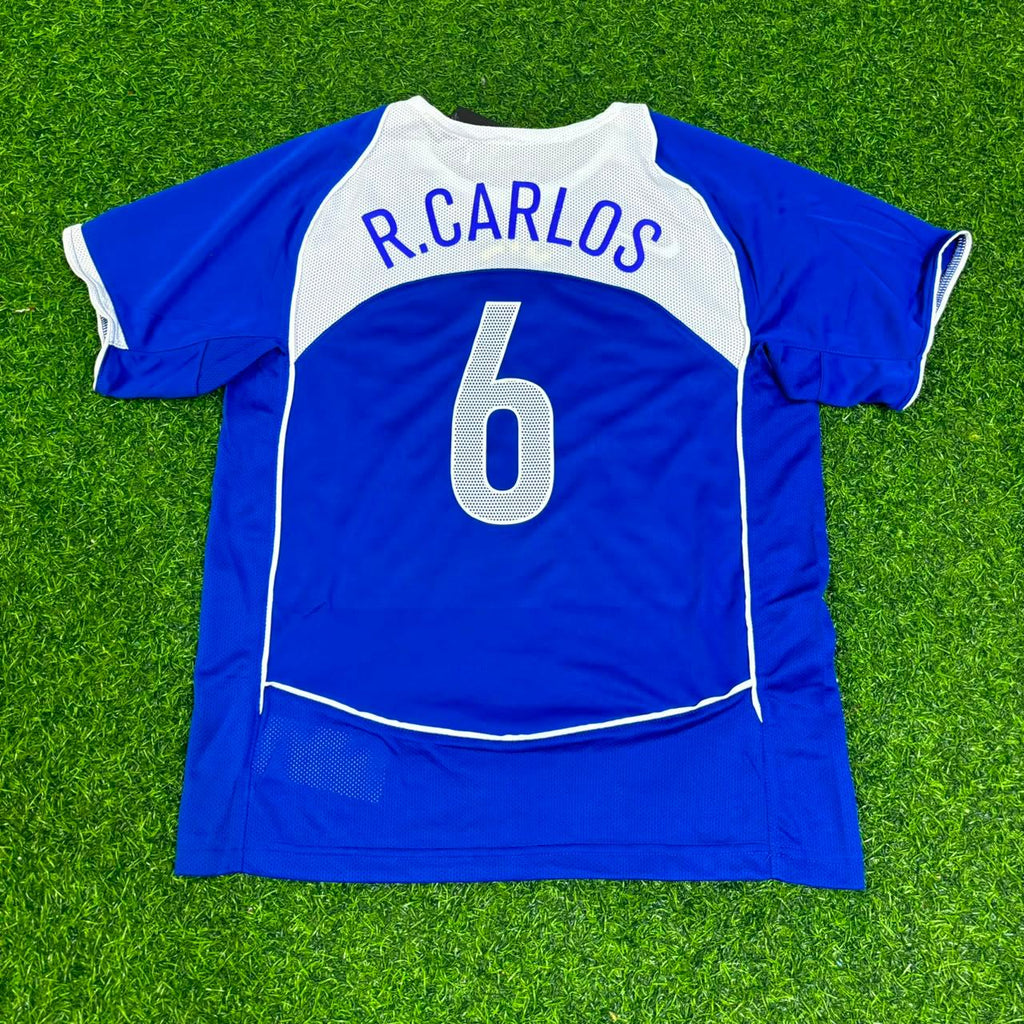 Brazil 2004 Blue Retro Football Jersey – Roberto Carlos – Back View