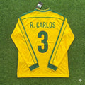 Brazil Long Sleeve Retro Football Kit Jersey Shirt – Roberto Carlos #3- – Back View