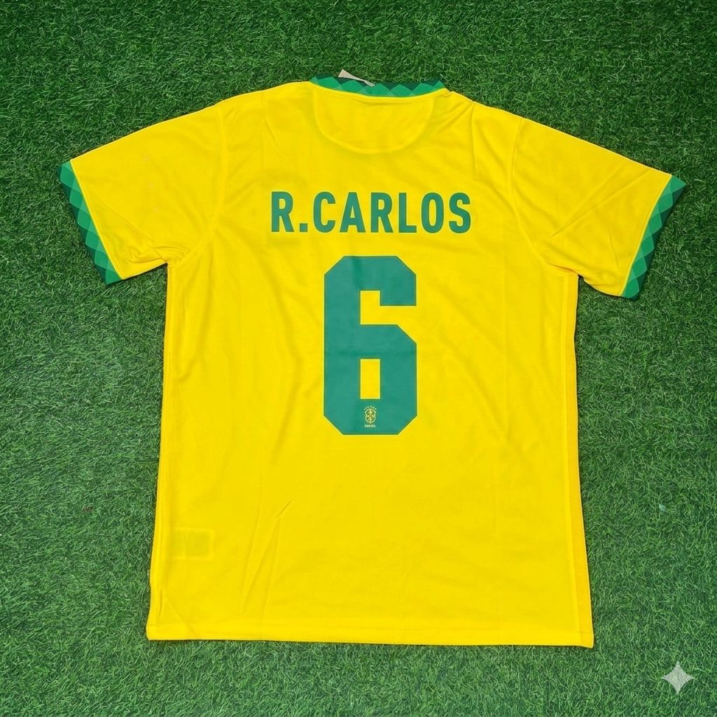 Roberto Carlos Brazil Football Retro Football Jersey – Back View