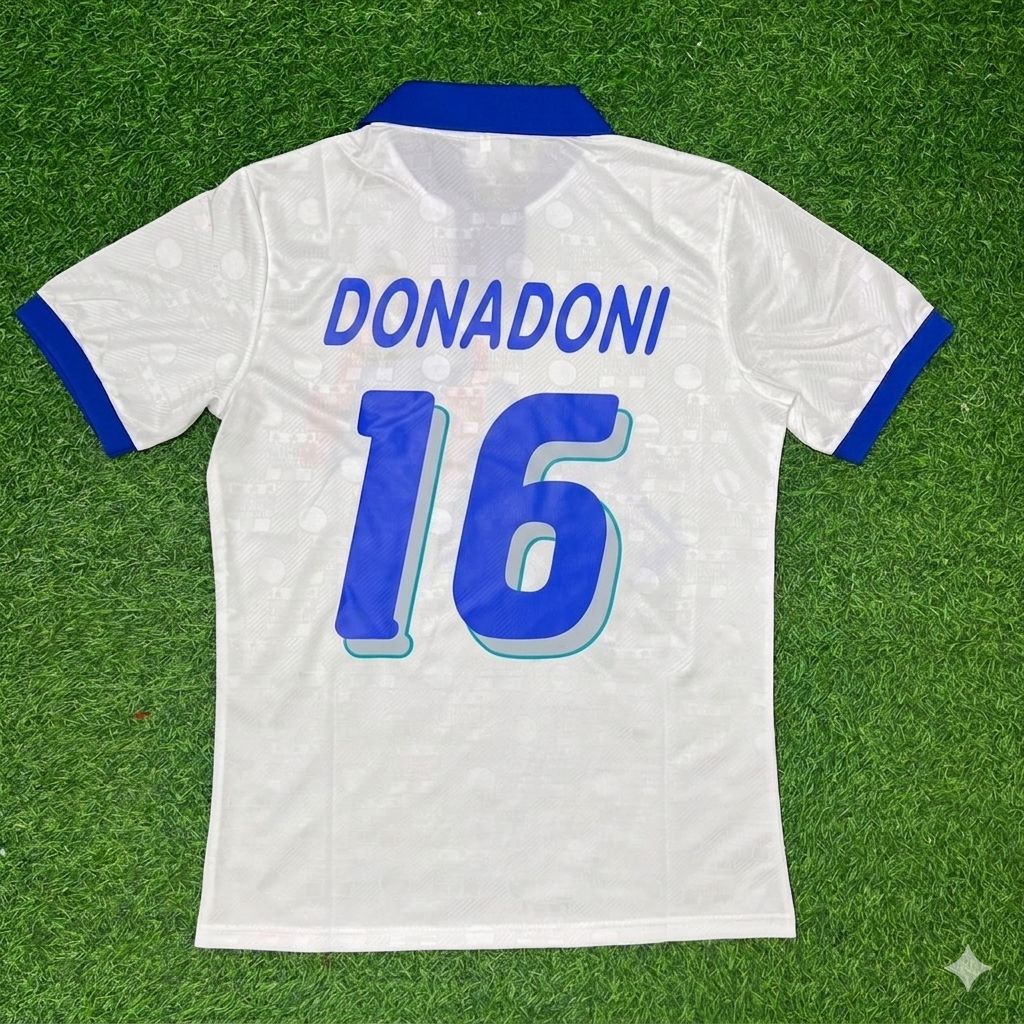 1994 Italy World Cup Roberto Donadoni White Retro Football Jersey – Back View