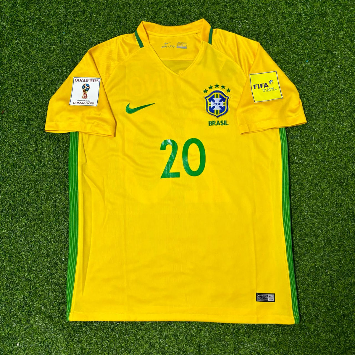 Roberto Firmino #20 Brazil 2018 World Cup Home Football Jersey – Front View