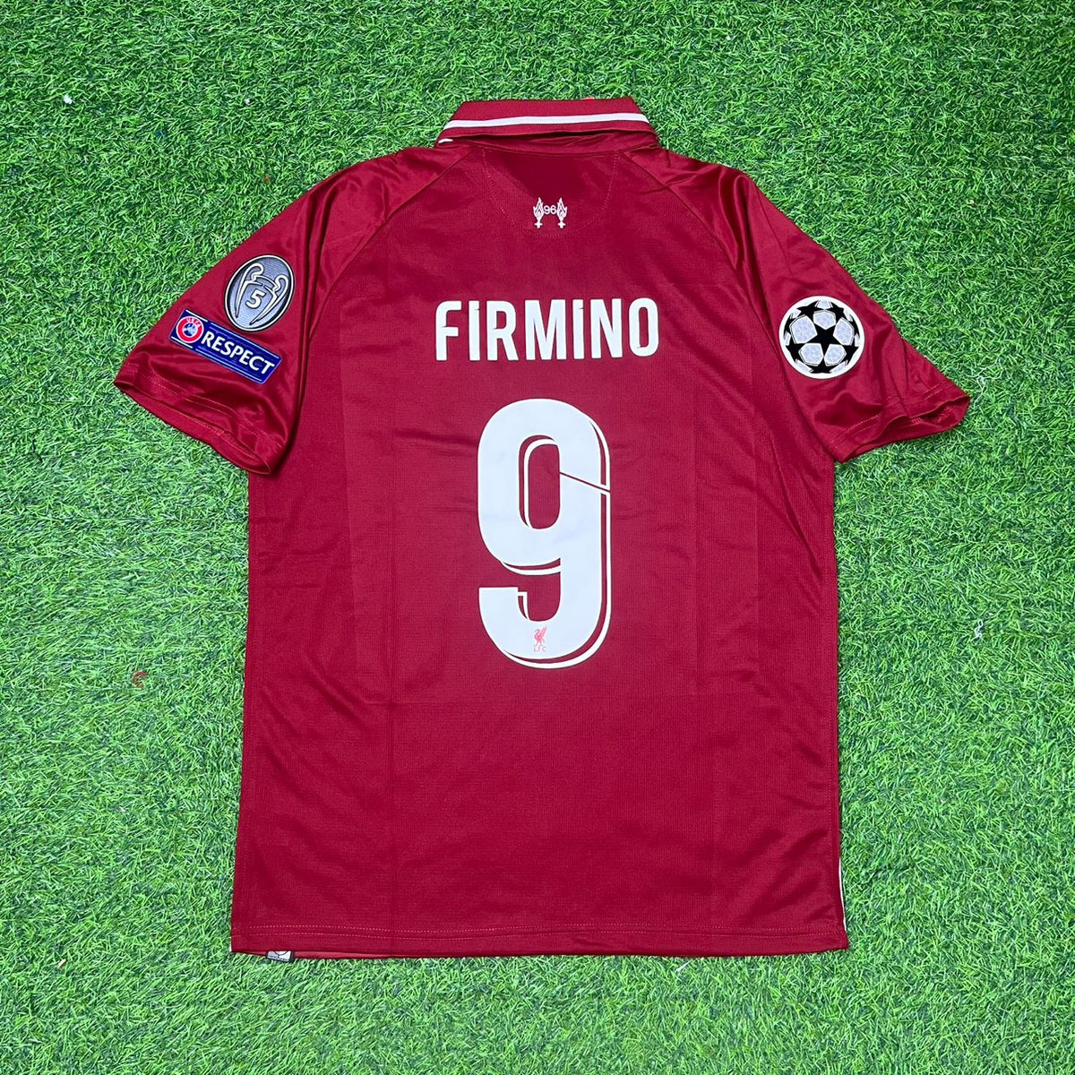 Roberto Firmino Liverpool 2019 CL Final Retro Kit Jersey – Back View