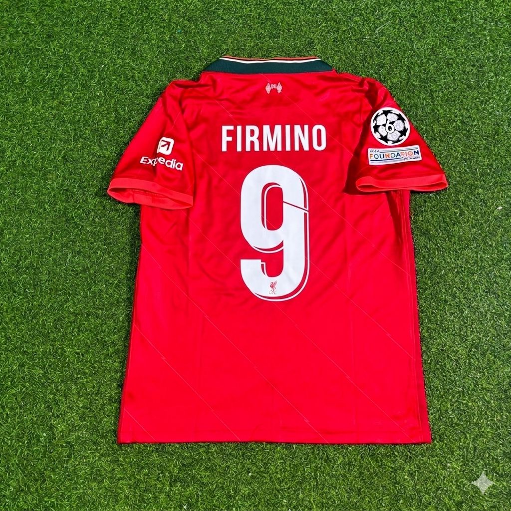 2022 Roberto Firmino #9 Liverpool Champions League Final Home Retro Football Jersey – Back View