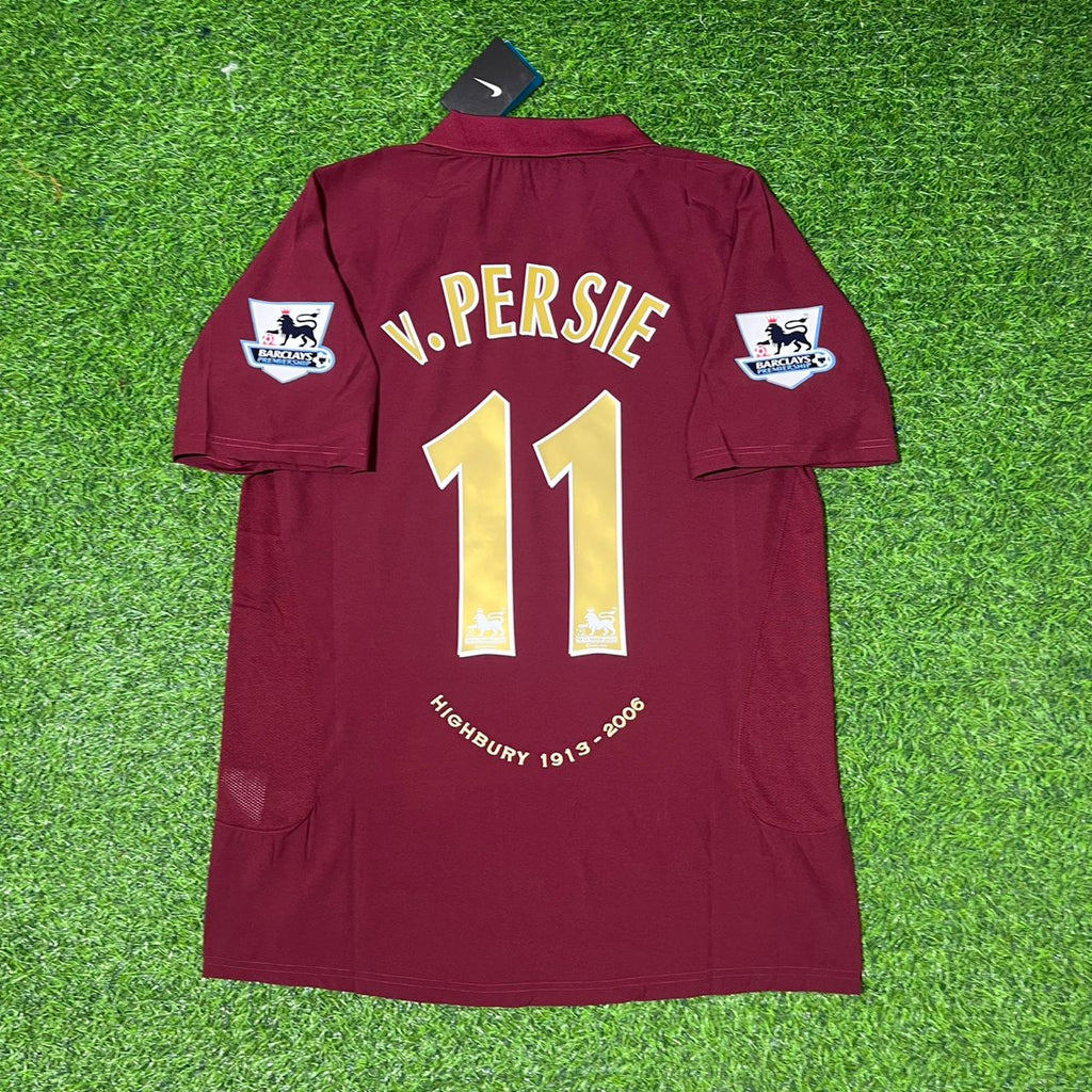 Robin van Persie Arsenal 2006 Highbury Burgundy Retro Football Jersey – Back View