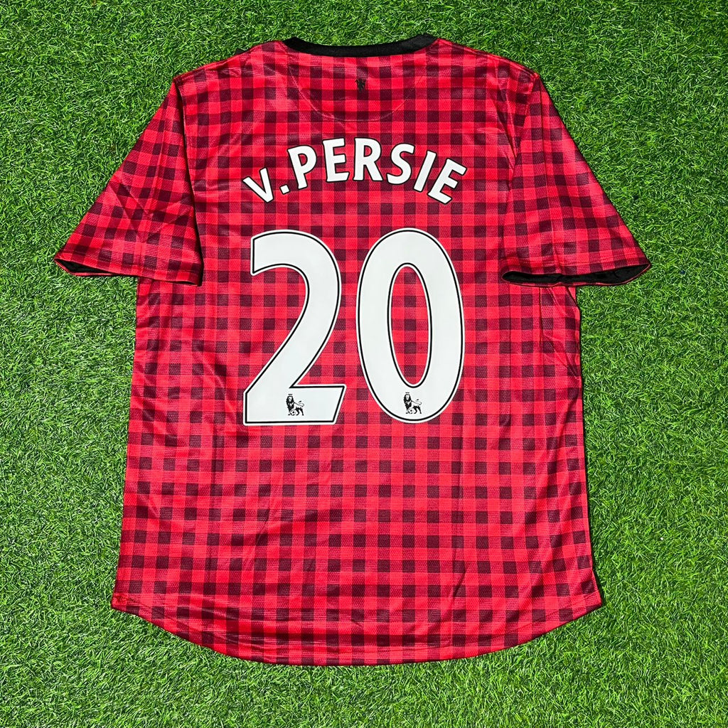 2012 Robin van Persie Manchester United 2013 Season Red Retro Football Jersey – Back View