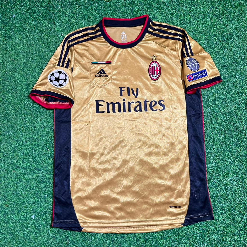 AC Milan 2013 2014 Gold Retro Jersey – Robinho #7 – Front View