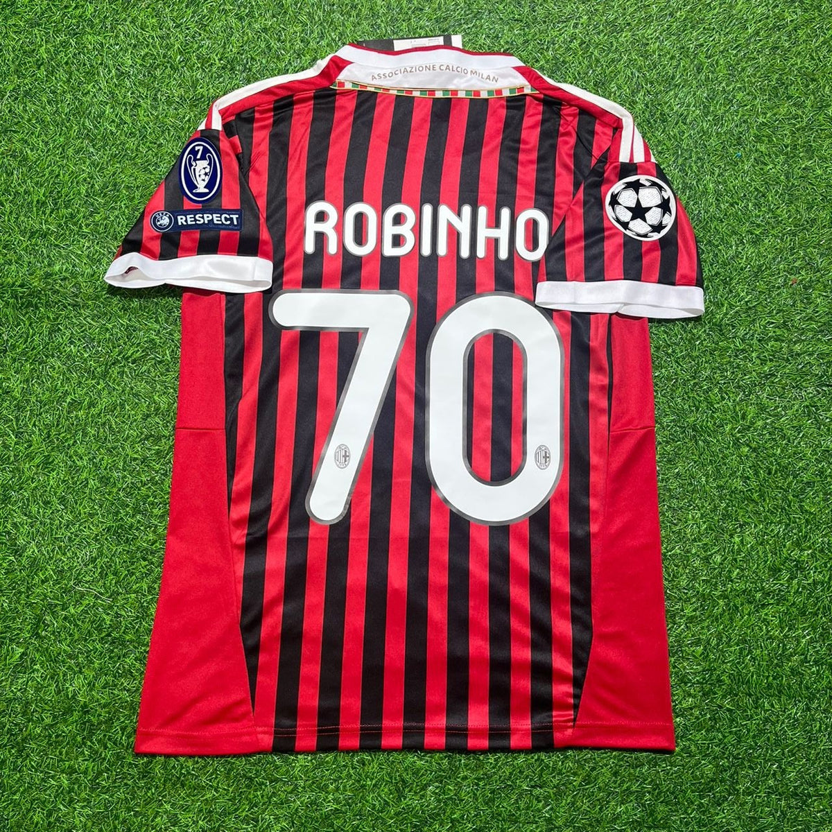 Robinho 70 - AC Milan Home 2011/12 Retro Kit Jersey – Back View