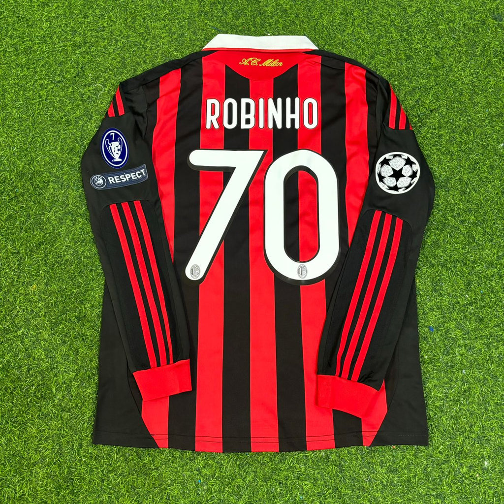 Milan 2009-2011 Long Sleeve Retro Football Jersey – Robinho – Back View
