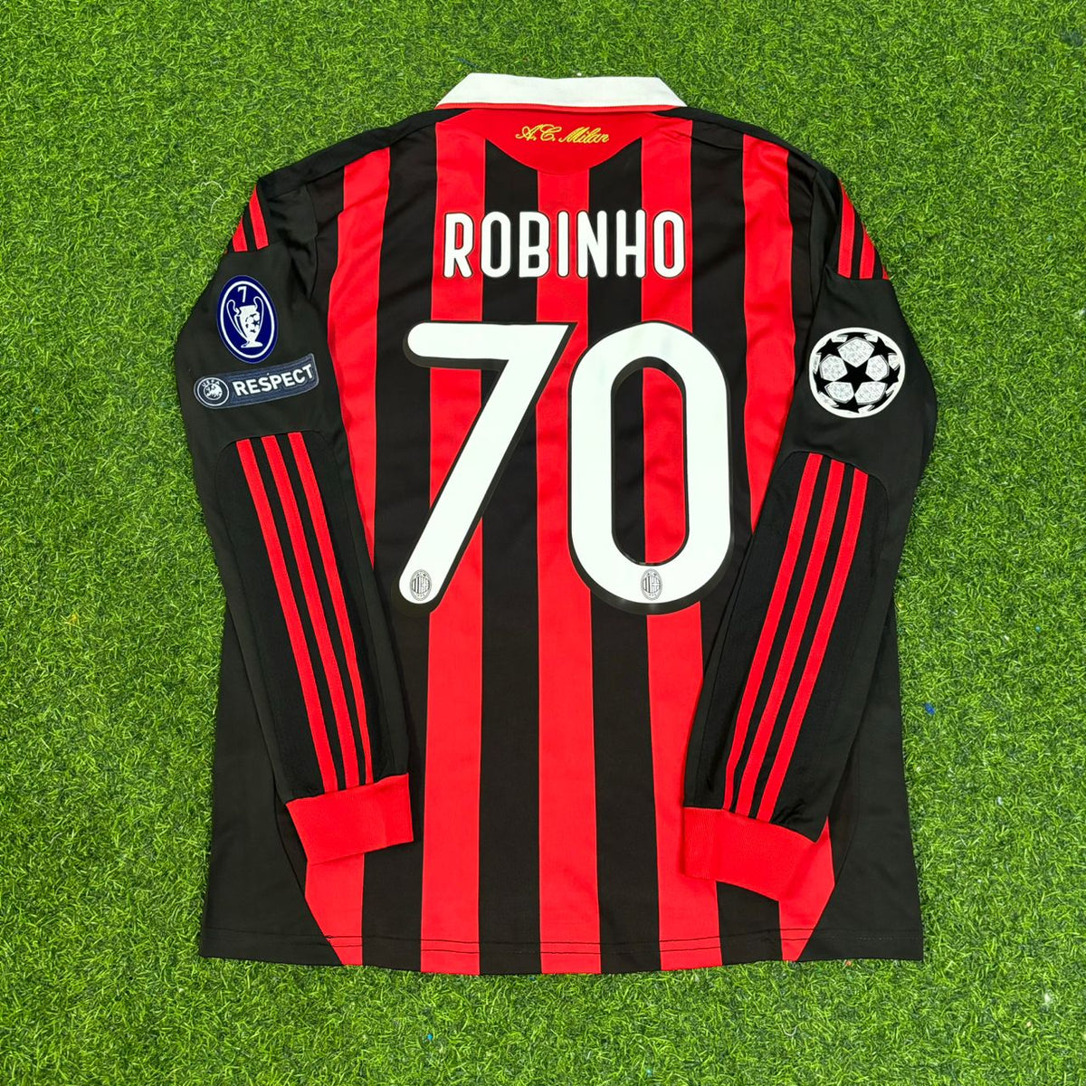 Milan 2009-2011 Long Sleeve Retro Football Jersey – Robinho – Back View