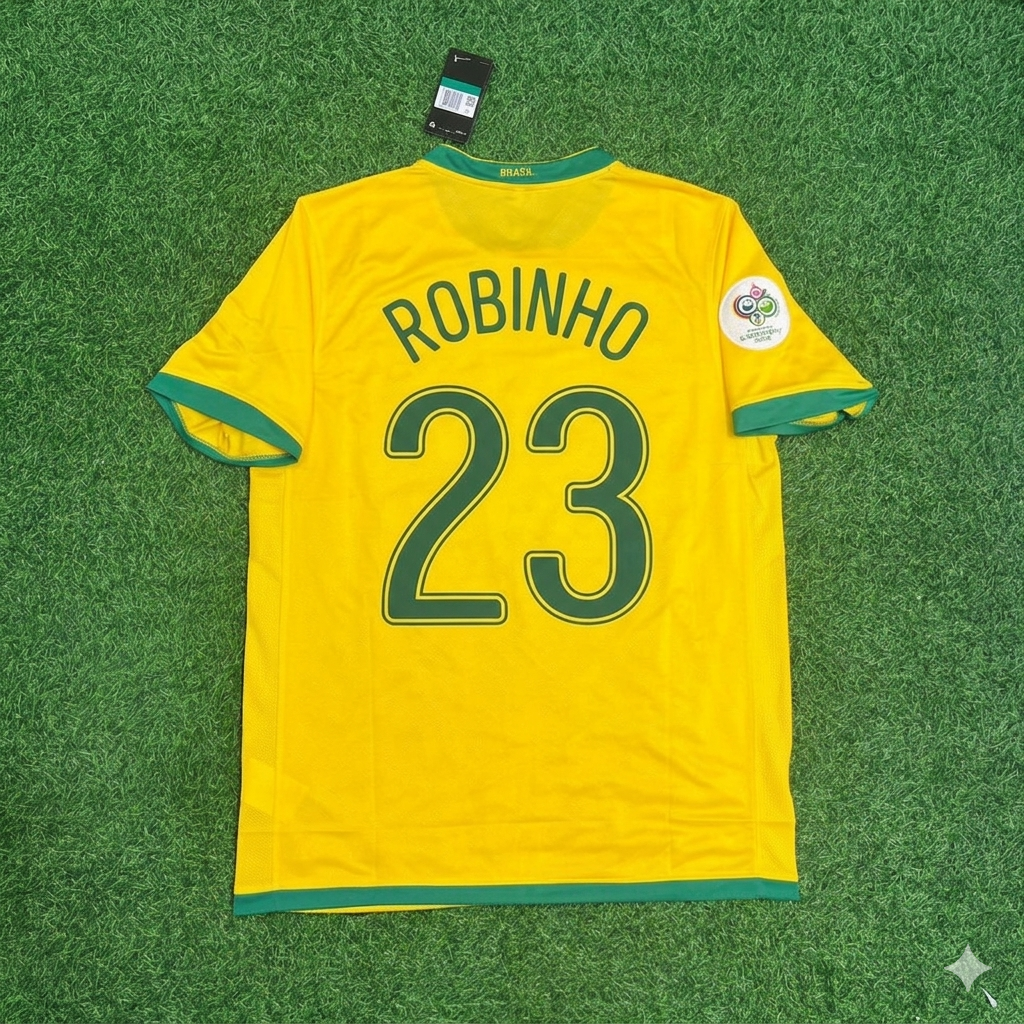 2006 Brazil World Cup Robinho #23 Football Jersey – Back View