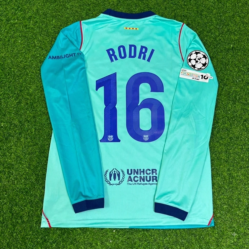 Rodri #16 Barcelona 2027 New Season Long Sleeve Jersey – Back View