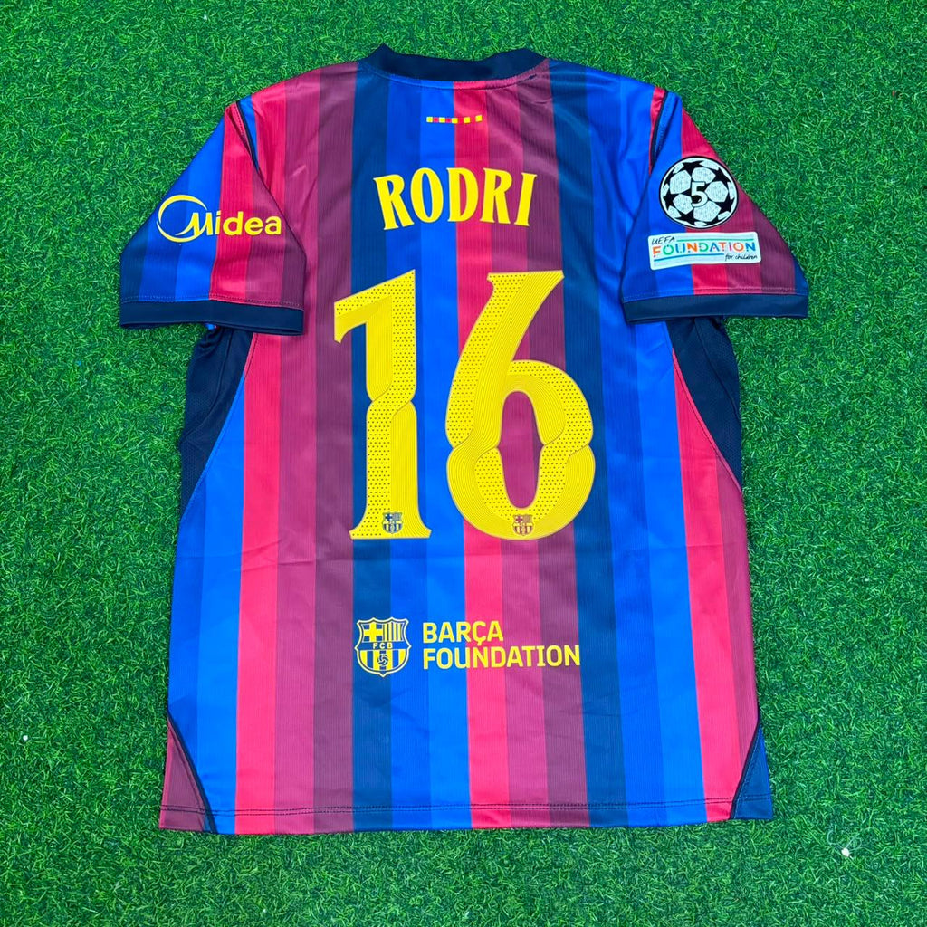 Rodri #16 Barcelona 2027 New Season Champions League Patch Home Jersey – Back View