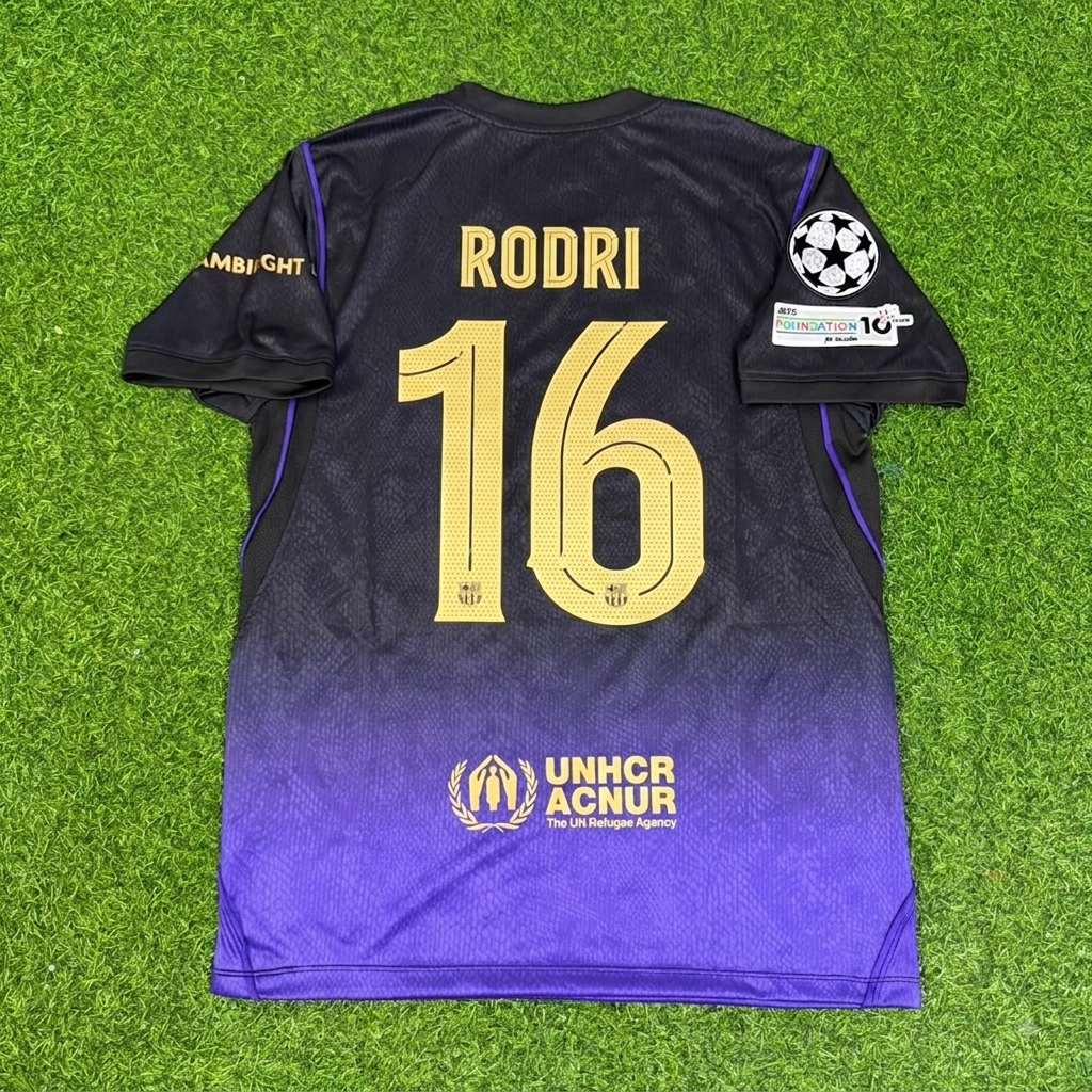Rodri #16 Barcelona 2027 Champions League Patch New Season Away Jersey – Back View
