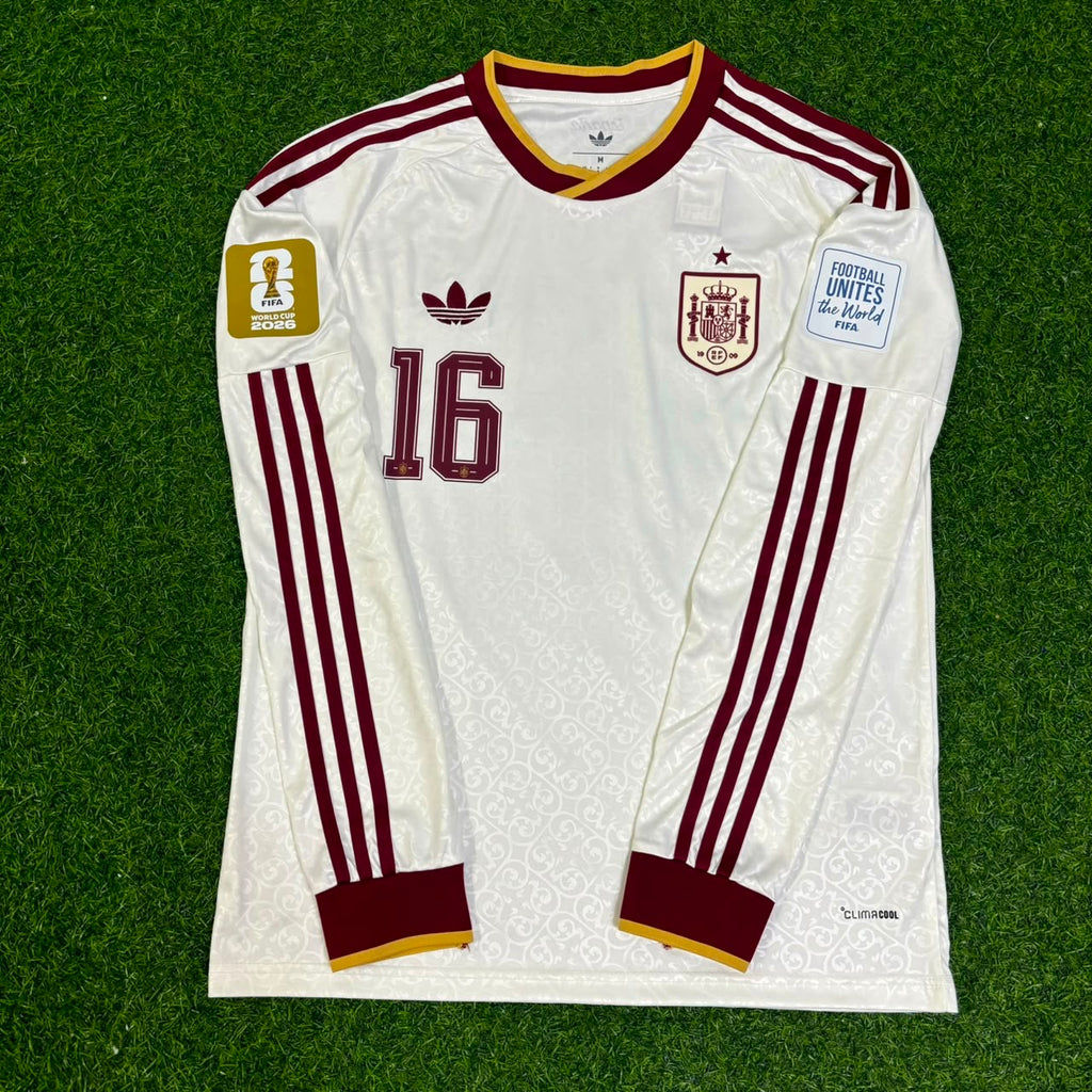 Rodri #16 Spain 2026 World Cup Away Long Sleeve Jersey – Front View