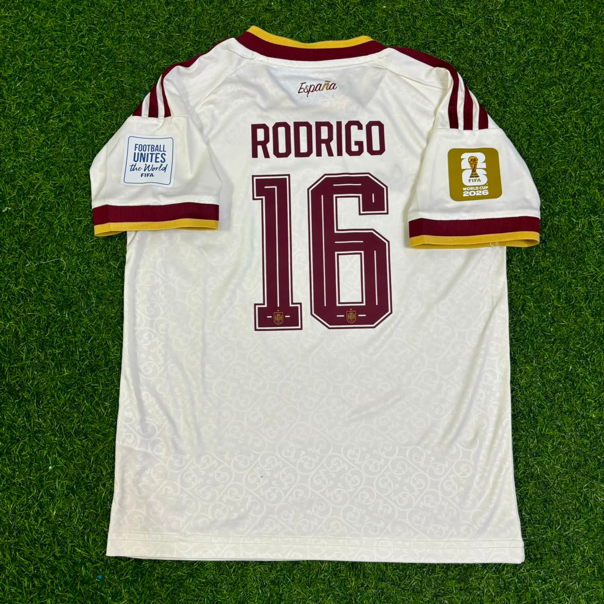 2026 Spain World Cup Rodri #16 Away Football Jersey – Back View