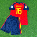 2026 Spain World Cup Rodrigo #16 Kids Football Jersey – Back View