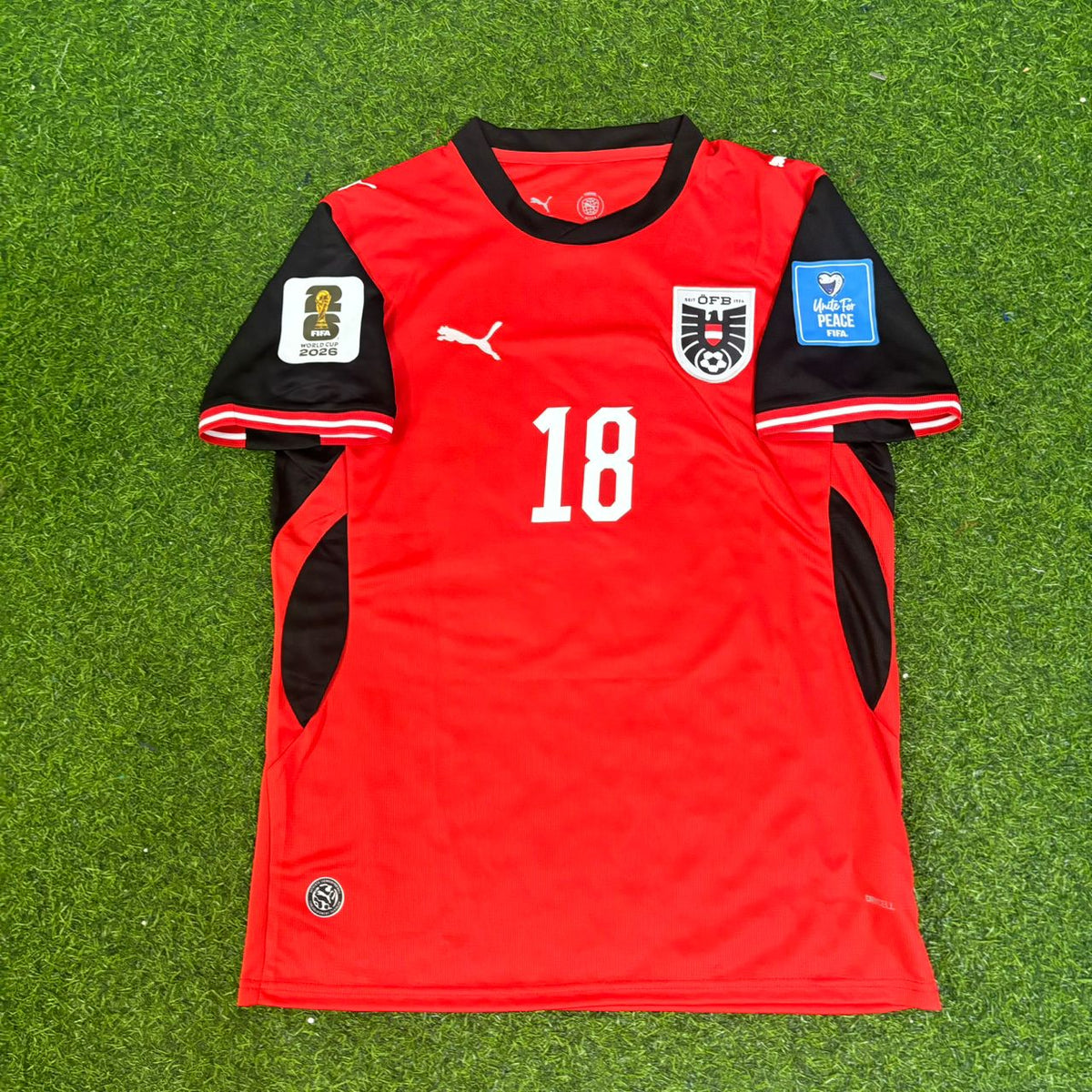 Romano Schmid #18 Austria 2026 World Cup Kit Jersey – Front View